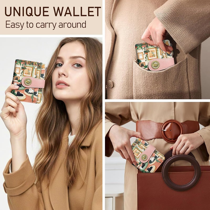 Kelvoris Cute Lovely Black Cats Small Rfid Women Wallet Bifold Zipper Coin Pocket PU Leather Compact Cash Travel Credit Card Holder for Female Ladies Teen Girls 1 ID Window 10 Card Slots - Image 2